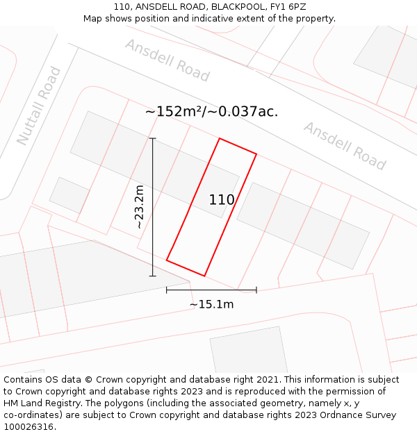 110, ANSDELL ROAD, BLACKPOOL, FY1 6PZ: Plot and title map