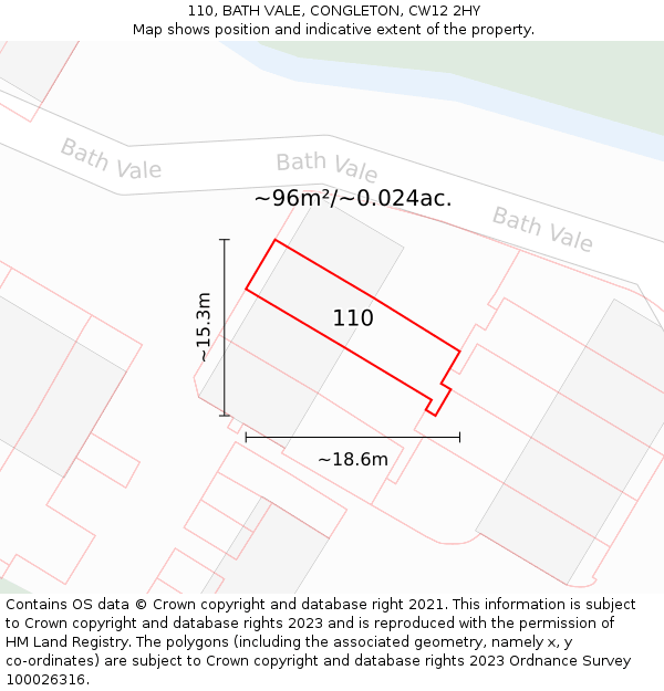 110, BATH VALE, CONGLETON, CW12 2HY: Plot and title map