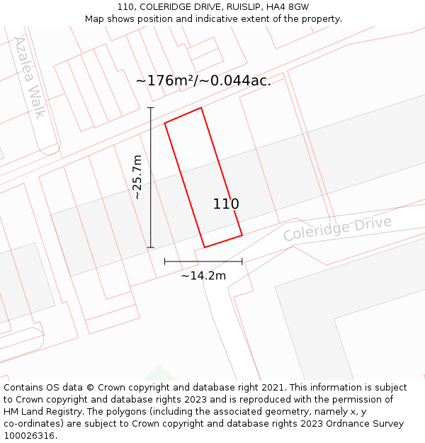 110, COLERIDGE DRIVE, RUISLIP, HA4 8GW: Plot and title map