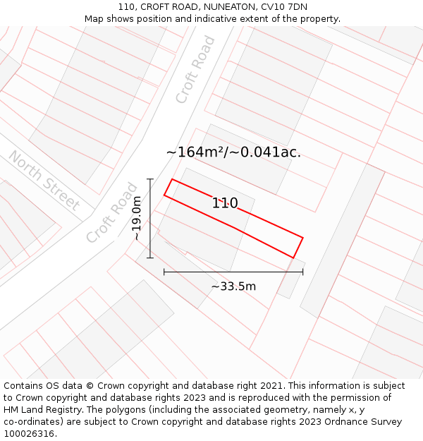110, CROFT ROAD, NUNEATON, CV10 7DN: Plot and title map