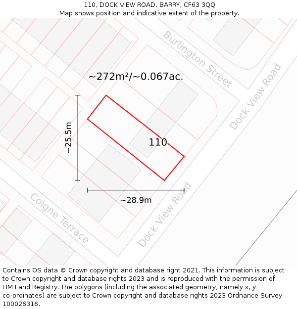 110, DOCK VIEW ROAD, BARRY, CF63 3QQ: Plot and title map
