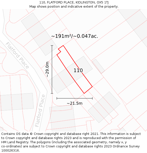 110, FLATFORD PLACE, KIDLINGTON, OX5 1TJ: Plot and title map