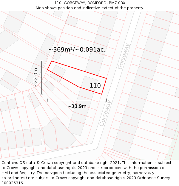 110, GORSEWAY, ROMFORD, RM7 0RX: Plot and title map