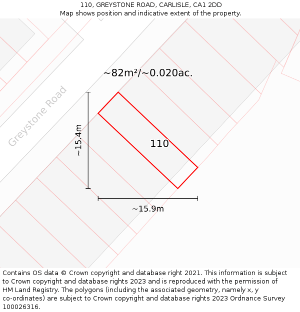 110, GREYSTONE ROAD, CARLISLE, CA1 2DD: Plot and title map