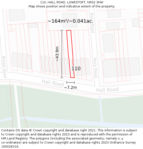110, HALL ROAD, LOWESTOFT, NR32 3NW: Plot and title map