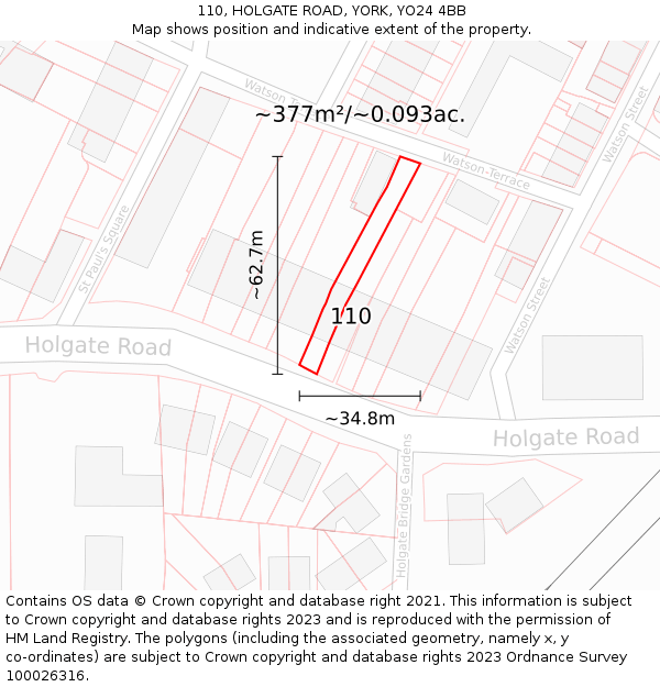 110, HOLGATE ROAD, YORK, YO24 4BB: Plot and title map