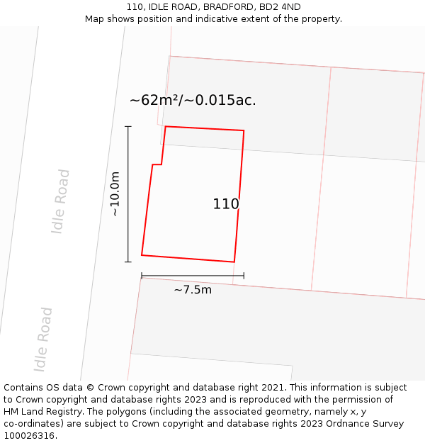 110, IDLE ROAD, BRADFORD, BD2 4ND: Plot and title map
