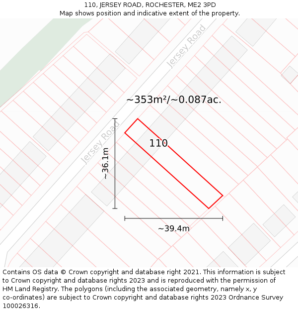 110, JERSEY ROAD, ROCHESTER, ME2 3PD: Plot and title map
