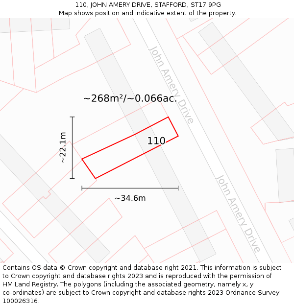 110, JOHN AMERY DRIVE, STAFFORD, ST17 9PG: Plot and title map