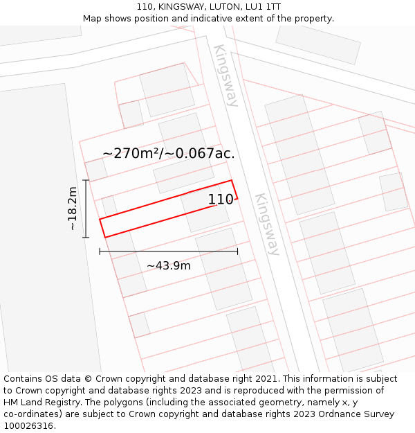 110, KINGSWAY, LUTON, LU1 1TT: Plot and title map