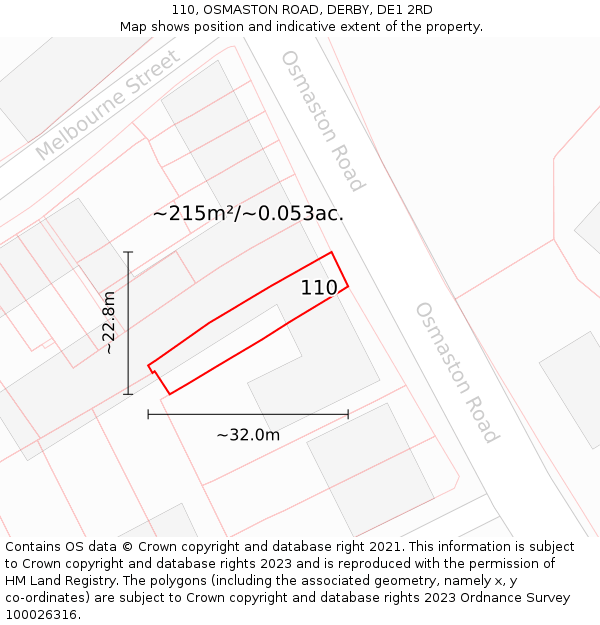 110, OSMASTON ROAD, DERBY, DE1 2RD: Plot and title map