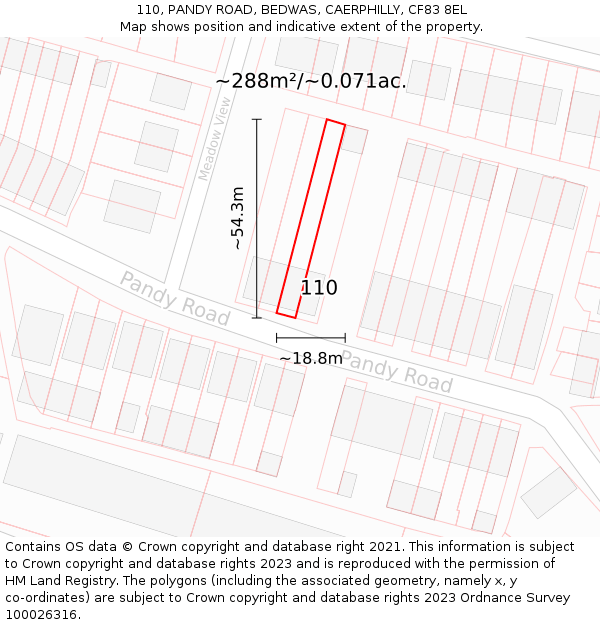 110, PANDY ROAD, BEDWAS, CAERPHILLY, CF83 8EL: Plot and title map