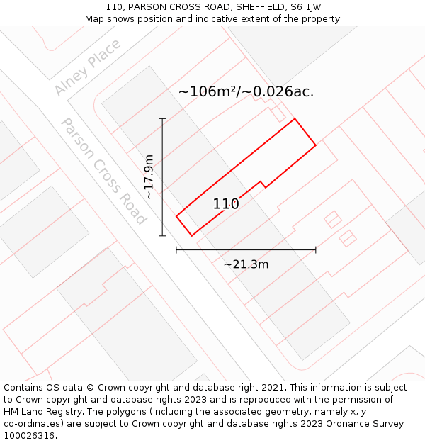 110, PARSON CROSS ROAD, SHEFFIELD, S6 1JW: Plot and title map