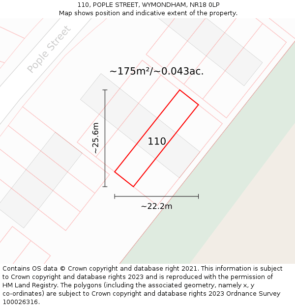 110, POPLE STREET, WYMONDHAM, NR18 0LP: Plot and title map