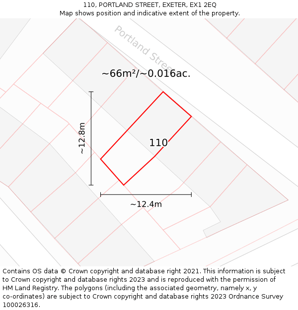 110, PORTLAND STREET, EXETER, EX1 2EQ: Plot and title map