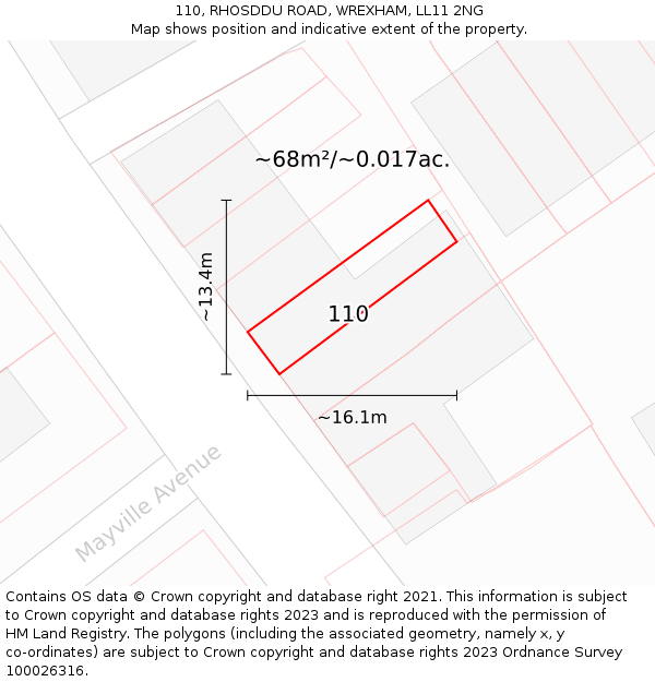 110, RHOSDDU ROAD, WREXHAM, LL11 2NG: Plot and title map