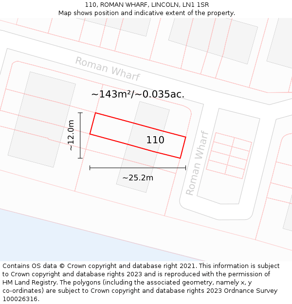 110, ROMAN WHARF, LINCOLN, LN1 1SR: Plot and title map
