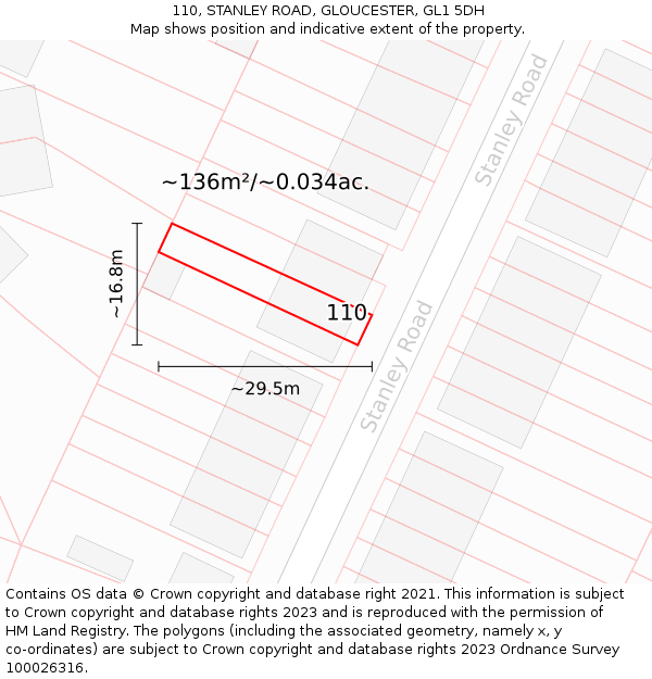 110, STANLEY ROAD, GLOUCESTER, GL1 5DH: Plot and title map