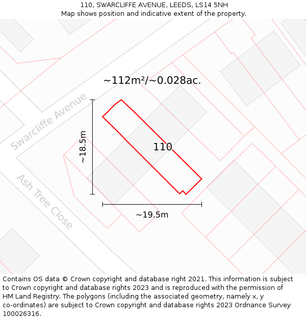 110, SWARCLIFFE AVENUE, LEEDS, LS14 5NH: Plot and title map