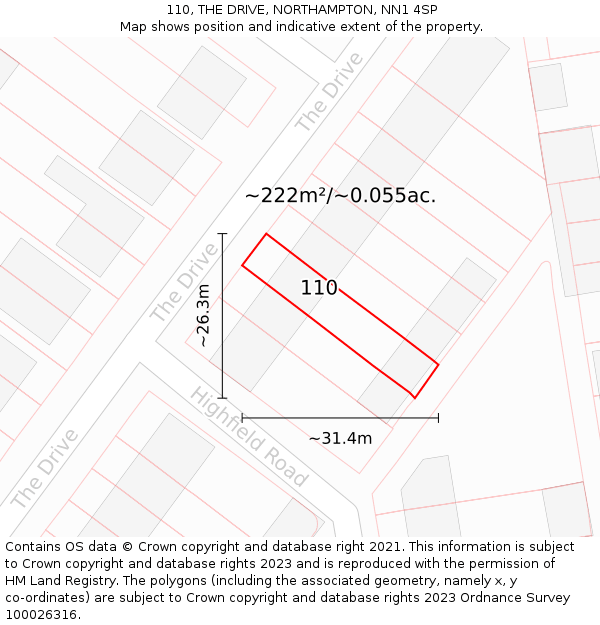 110, THE DRIVE, NORTHAMPTON, NN1 4SP: Plot and title map
