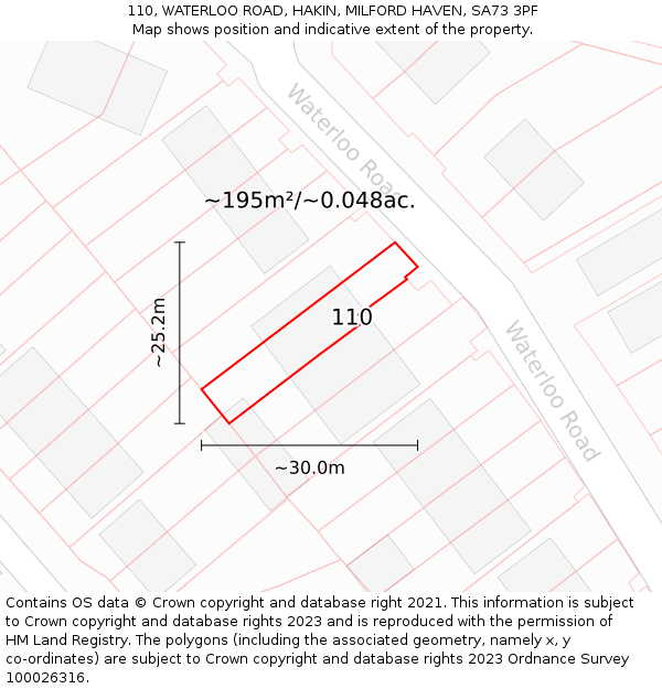 110, WATERLOO ROAD, HAKIN, MILFORD HAVEN, SA73 3PF: Plot and title map