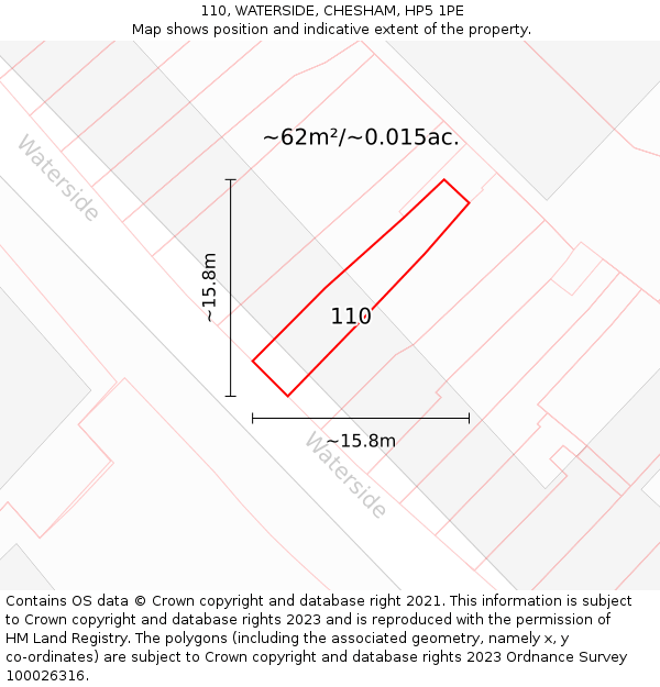 110, WATERSIDE, CHESHAM, HP5 1PE: Plot and title map