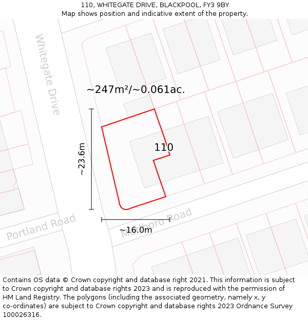 110, WHITEGATE DRIVE, BLACKPOOL, FY3 9BY: Plot and title map