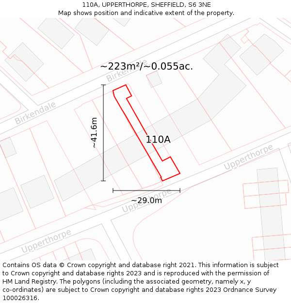 110A, UPPERTHORPE, SHEFFIELD, S6 3NE: Plot and title map