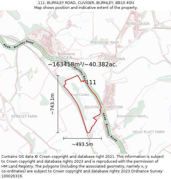 111, BURNLEY ROAD, CLIVIGER, BURNLEY, BB10 4SN: Plot and title map