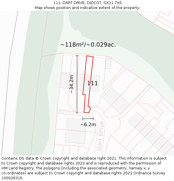 111, DART DRIVE, DIDCOT, OX11 7XS: Plot and title map
