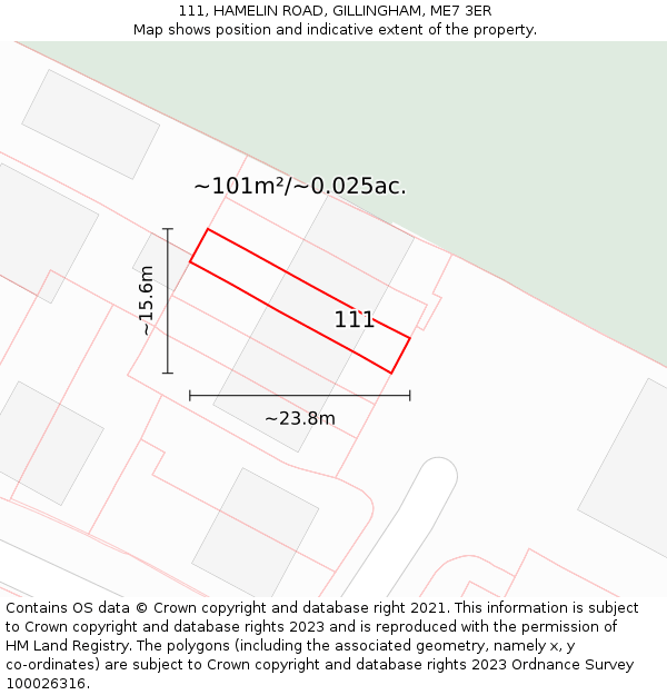 111, HAMELIN ROAD, GILLINGHAM, ME7 3ER: Plot and title map