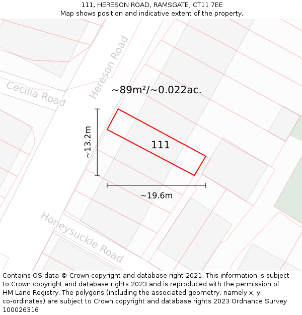 111, HERESON ROAD, RAMSGATE, CT11 7EE: Plot and title map