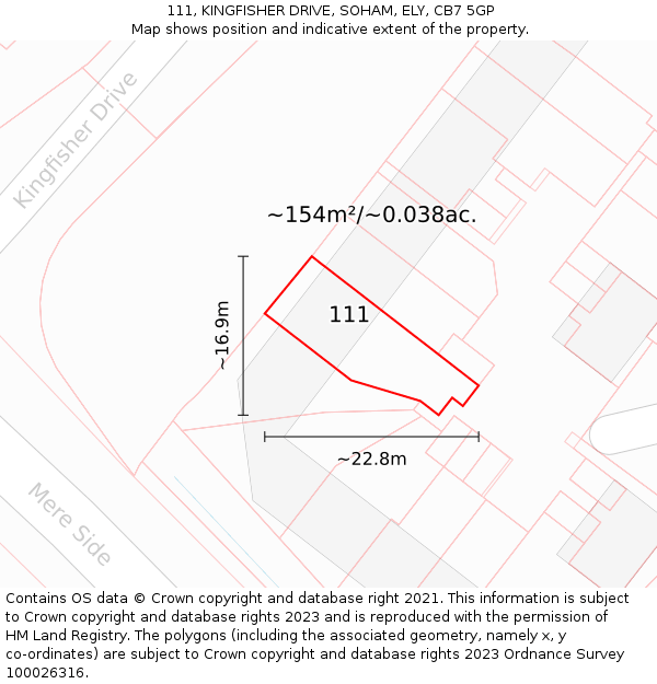 111, KINGFISHER DRIVE, SOHAM, ELY, CB7 5GP: Plot and title map