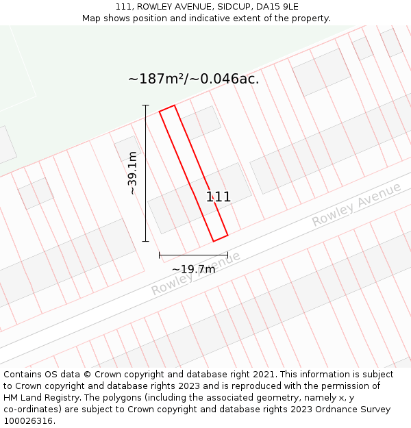 111, ROWLEY AVENUE, SIDCUP, DA15 9LE: Plot and title map