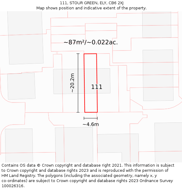 111, STOUR GREEN, ELY, CB6 2XJ: Plot and title map
