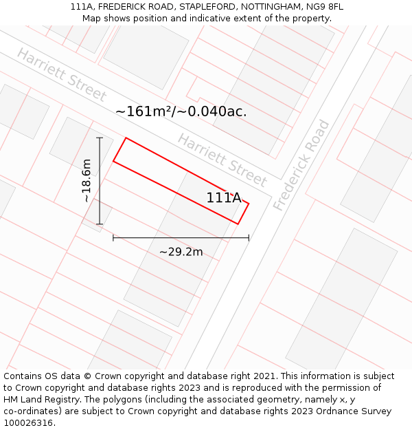 111A, FREDERICK ROAD, STAPLEFORD, NOTTINGHAM, NG9 8FL: Plot and title map