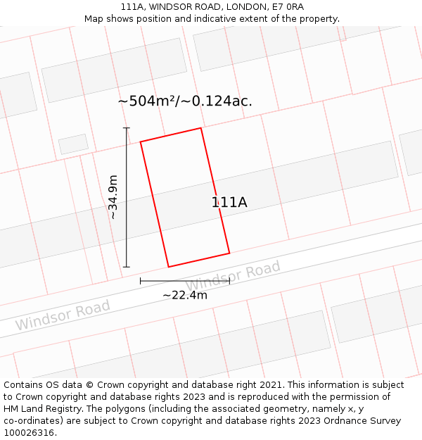 111A, WINDSOR ROAD, LONDON, E7 0RA: Plot and title map