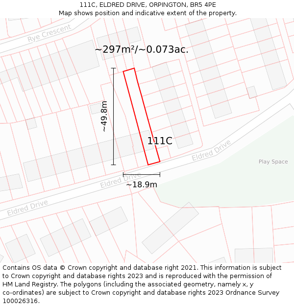 111C, ELDRED DRIVE, ORPINGTON, BR5 4PE: Plot and title map