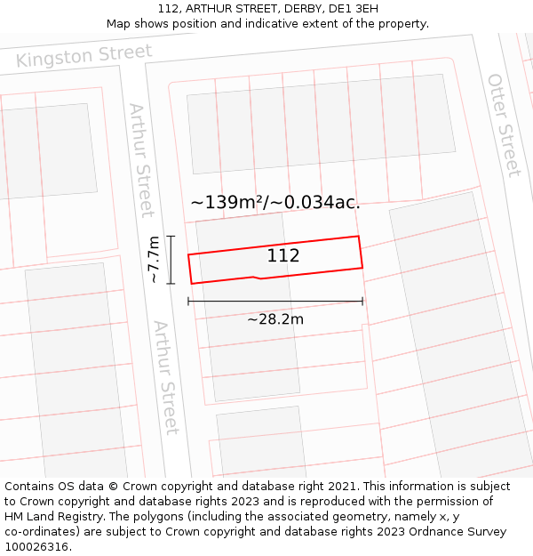 112, ARTHUR STREET, DERBY, DE1 3EH: Plot and title map