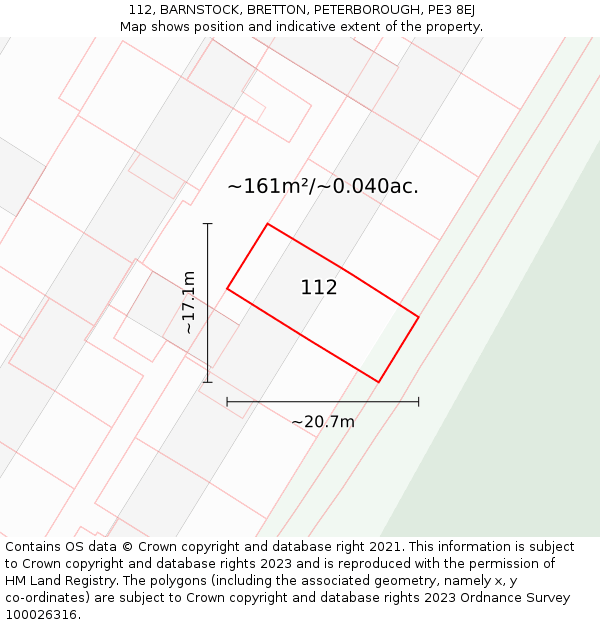 112, BARNSTOCK, BRETTON, PETERBOROUGH, PE3 8EJ: Plot and title map