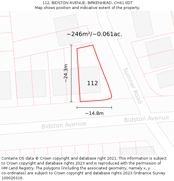 112, BIDSTON AVENUE, BIRKENHEAD, CH41 0DT: Plot and title map