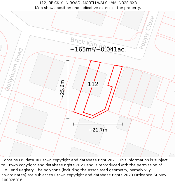 112, BRICK KILN ROAD, NORTH WALSHAM, NR28 9XR: Plot and title map