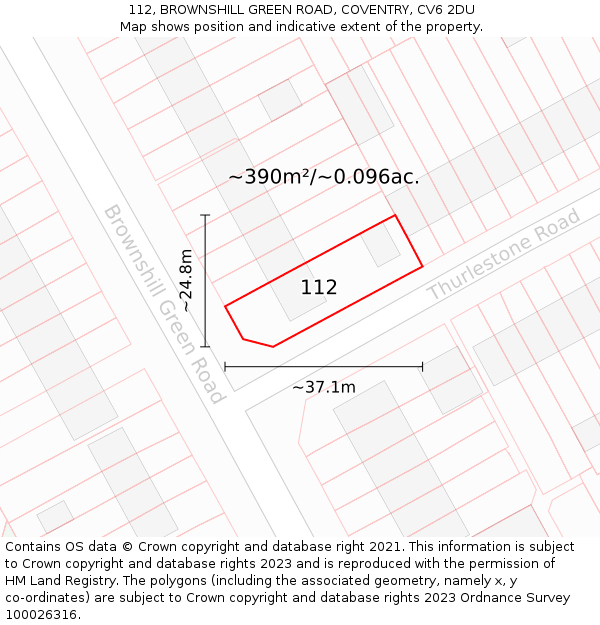 112, BROWNSHILL GREEN ROAD, COVENTRY, CV6 2DU: Plot and title map