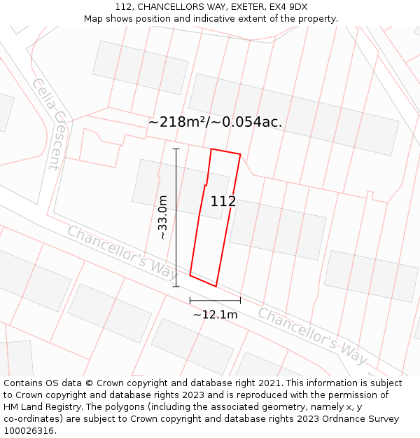 112, CHANCELLORS WAY, EXETER, EX4 9DX: Plot and title map