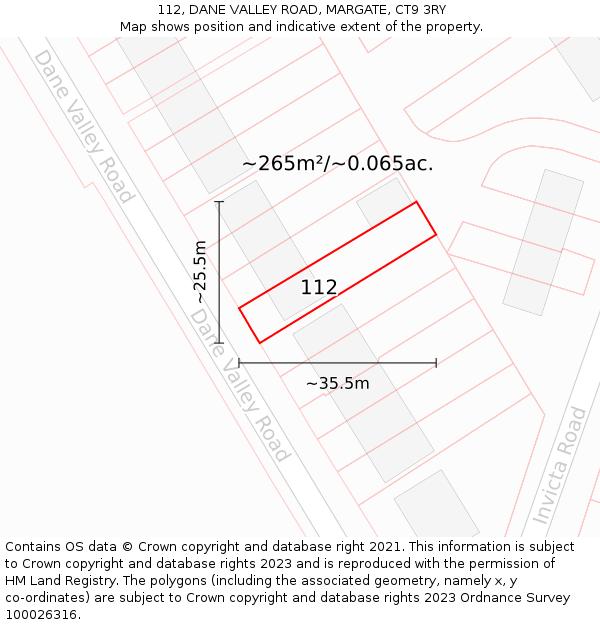 112, DANE VALLEY ROAD, MARGATE, CT9 3RY: Plot and title map