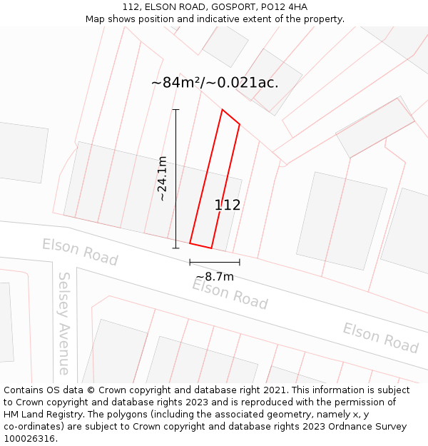 112, ELSON ROAD, GOSPORT, PO12 4HA: Plot and title map