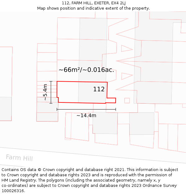 112, FARM HILL, EXETER, EX4 2LJ: Plot and title map