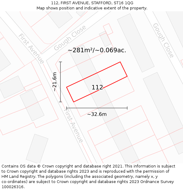 112, FIRST AVENUE, STAFFORD, ST16 1QG: Plot and title map
