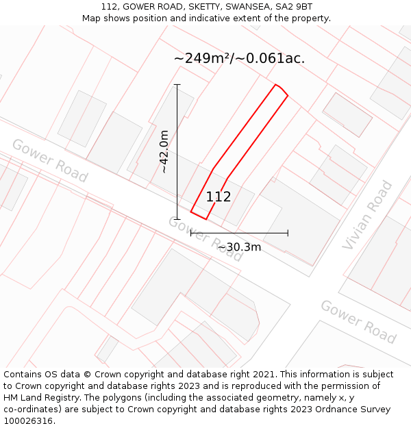 112, GOWER ROAD, SKETTY, SWANSEA, SA2 9BT: Plot and title map