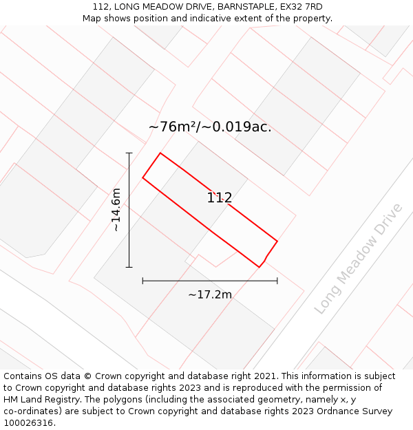 112, LONG MEADOW DRIVE, BARNSTAPLE, EX32 7RD: Plot and title map